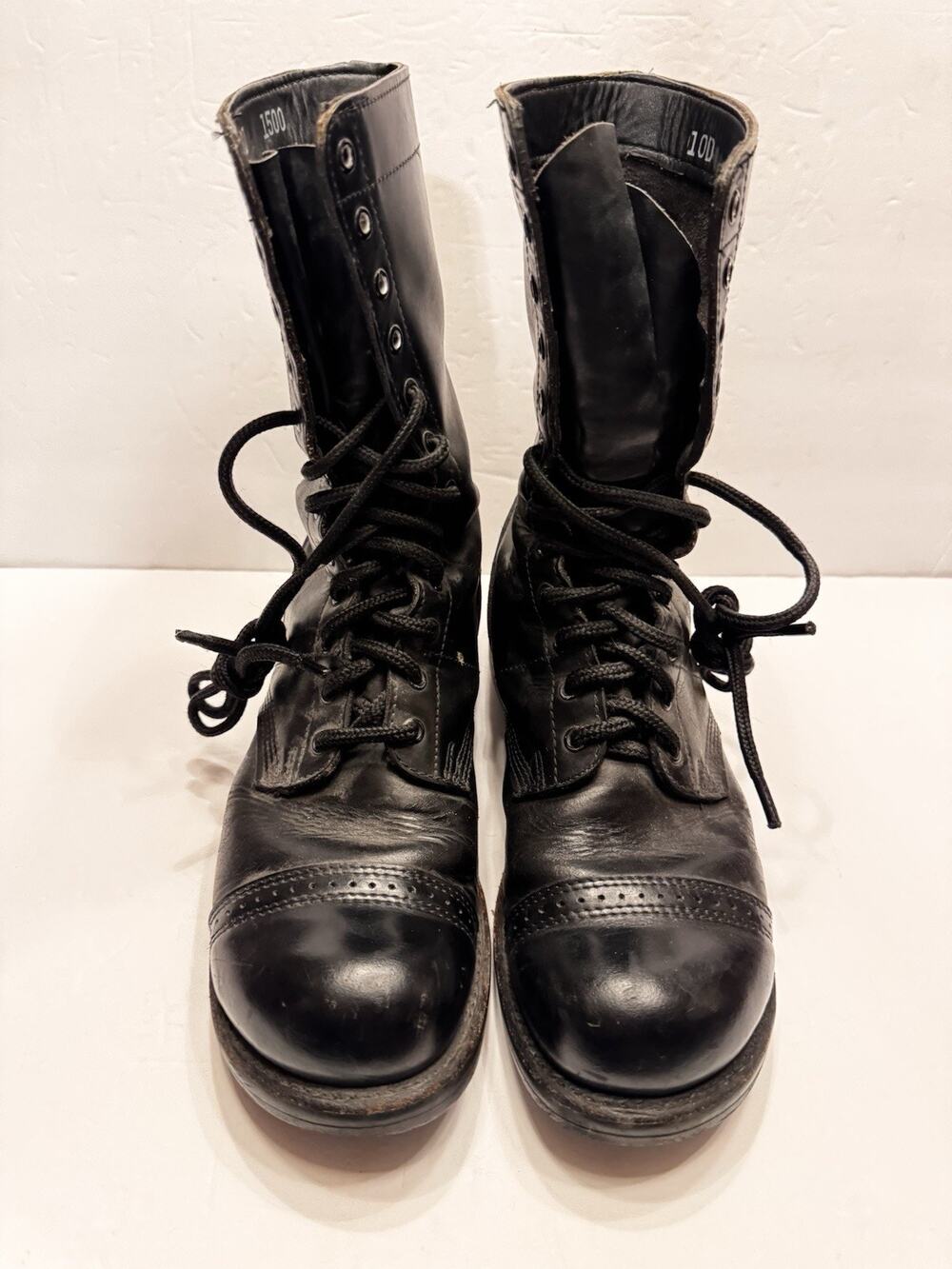 10 D Corcoran Vintage Combat Boots Black Leather Cap Toe 1500 USA Military